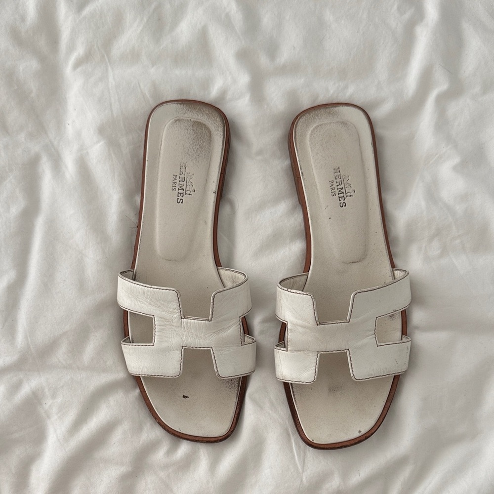 Hermes Oran White Sandals aize 38.5